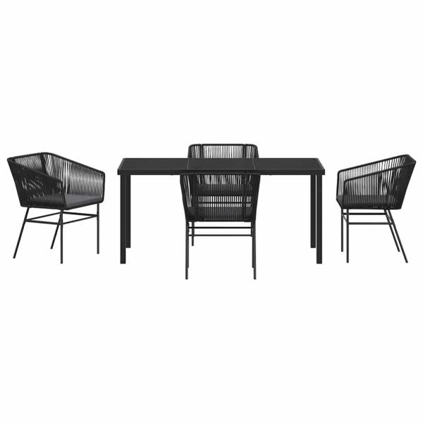 Set aus 3 Schwarz PE-Rattan, pulverbeschichteter Stahl Mittel