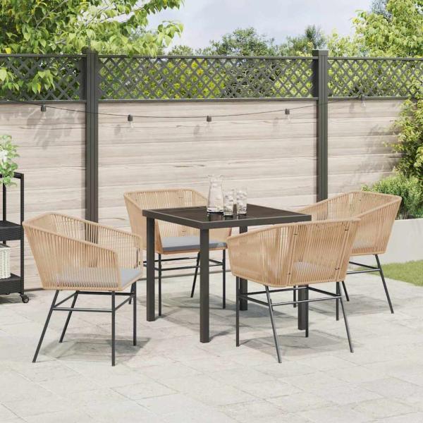 Set aus 3 Braun PE-Rattan Mittel Gartenstuhl Quadratisch