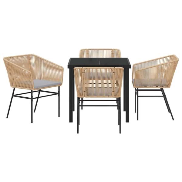 Set aus 3 Braun PE-Rattan Mittel Gartenstuhl Quadratisch