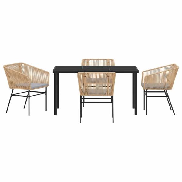 Set aus 3 Braun und Hellgrau PE-Rattan Sitzgröße: 49 x 47,5 cm