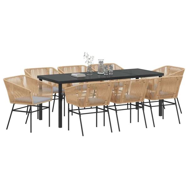 Garten Essgruppe 9 stk. Braun Pulverbeschichteter Stahl