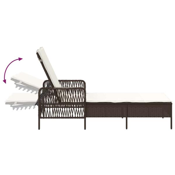 Sonnenliege Braun und creme weiß PE Rattan 157 x 55 x 92 cm