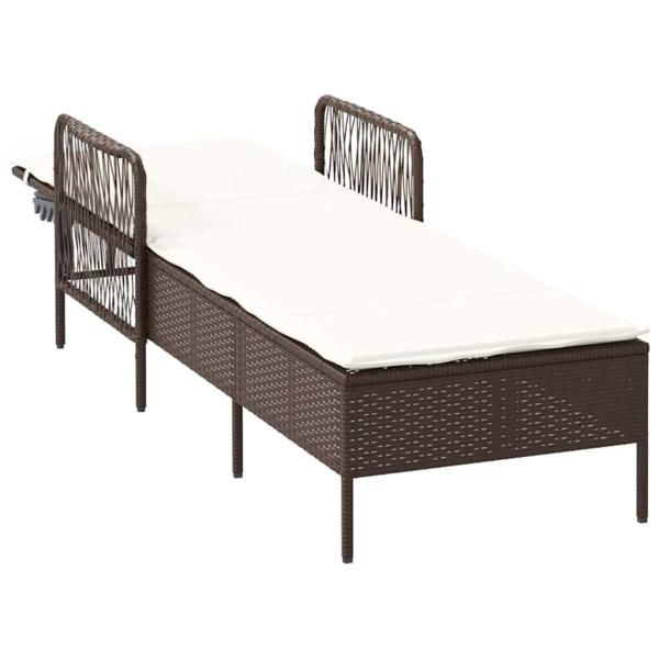 Sonnenliege Braun und creme weiß PE Rattan 157 x 55 x 92 cm