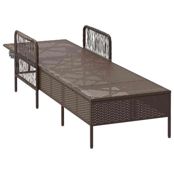 Sonnenliege Braun und creme weiß PE Rattan 157 x 55 x 92 cm