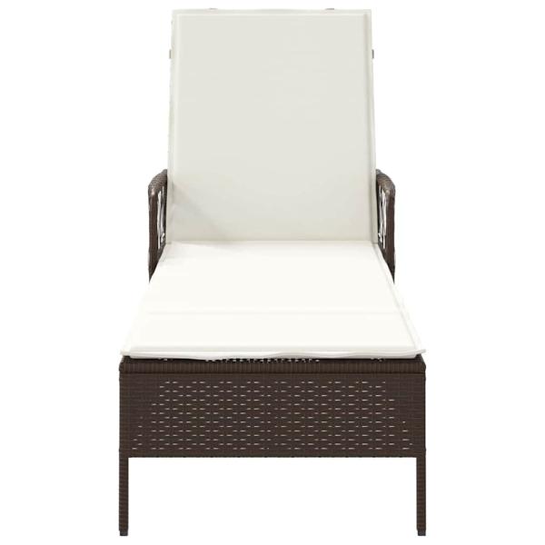 Sonnenliege Braun und creme weiß PE Rattan 157 x 55 x 92 cm