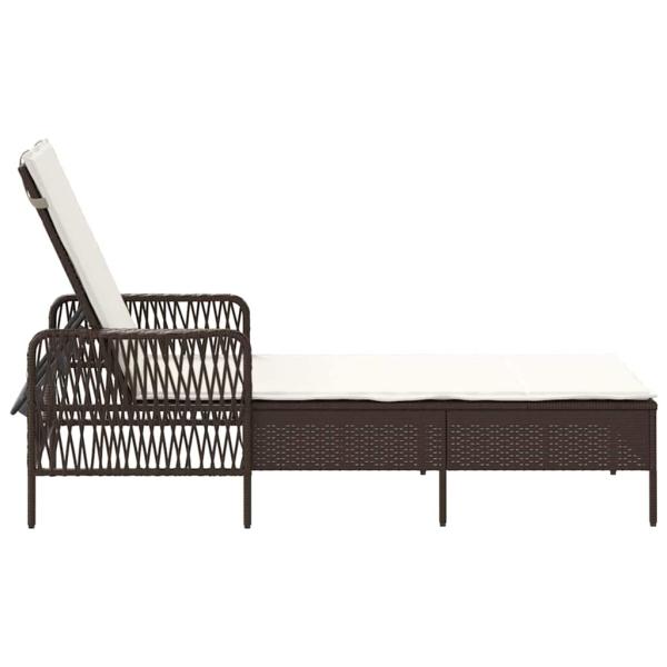 Sonnenliege Braun und creme weiß PE Rattan 157 x 55 x 92 cm