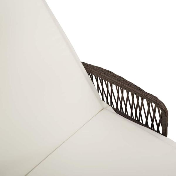 Sonnenliege Braun und creme weiß PE Rattan 157 x 55 x 92 cm