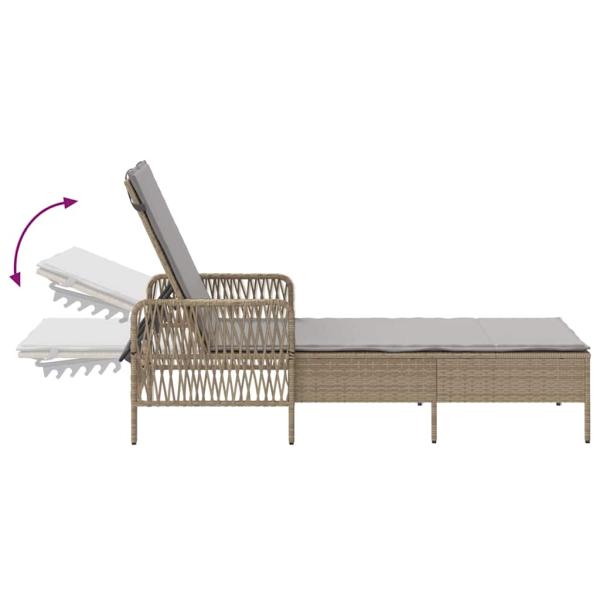 Sonnenliege Beige und Hellgrau PE Rattan 157 x 55 x 92 cm Faltbar