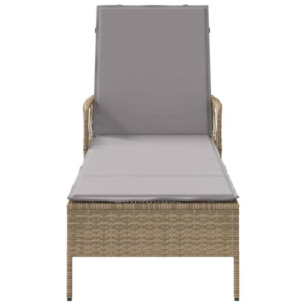 Sonnenliege Beige und Hellgrau PE Rattan 157 x 55 x 92 cm Faltbar