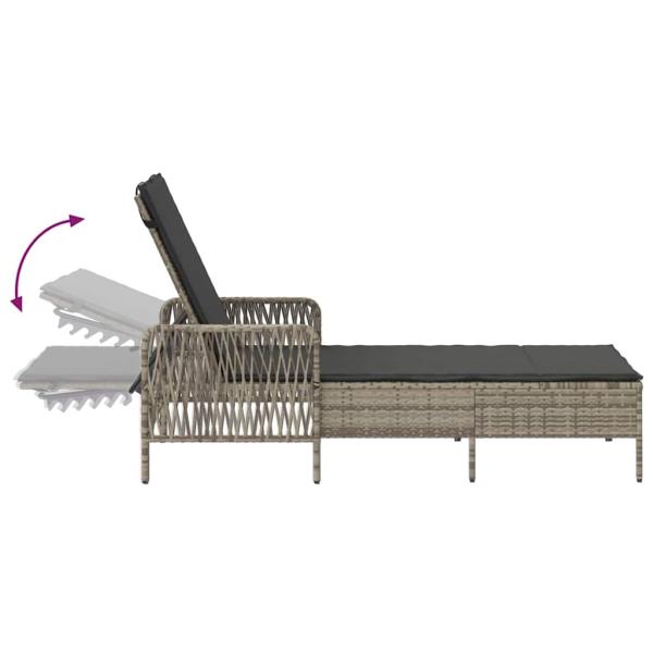 Sonnenliege Hellgrau PE Rattan 157 x 55 x 92 cm Faltbar