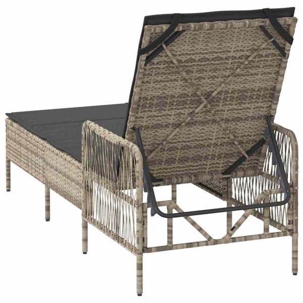 Sonnenliege Hellgrau PE Rattan 157 x 55 x 92 cm Faltbar
