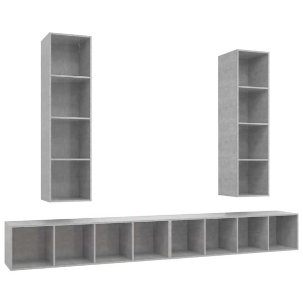 TV-Wandschränke 4 Stk. Betongrau Holzwerkstoff