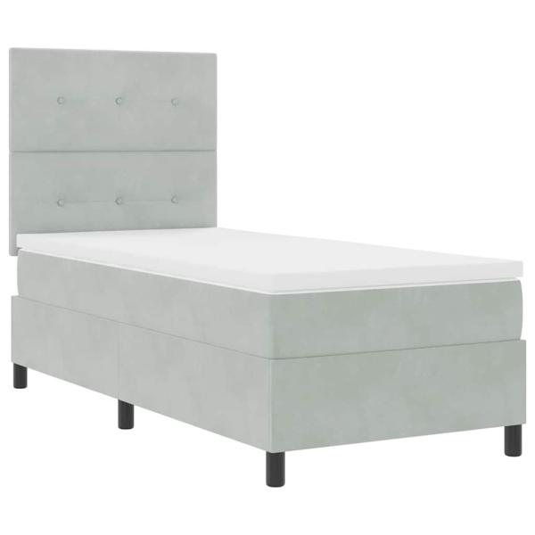 Boxspringbett mit Matratze Hellgrau Einzelvelours