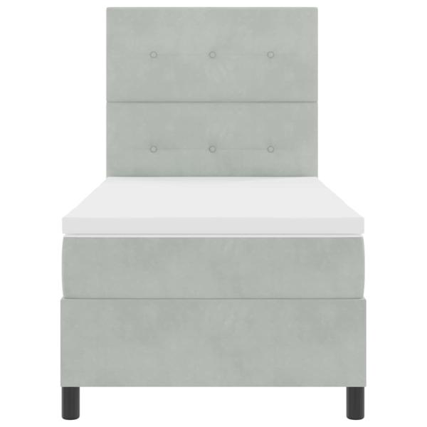 Boxspringbett mit Matratze Hellgrau Einzelvelours
