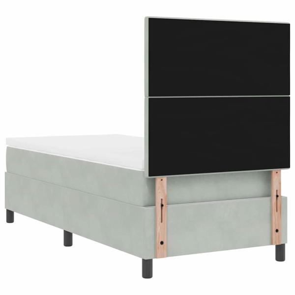 Boxspringbett mit Matratze Hellgrau Einzelvelours