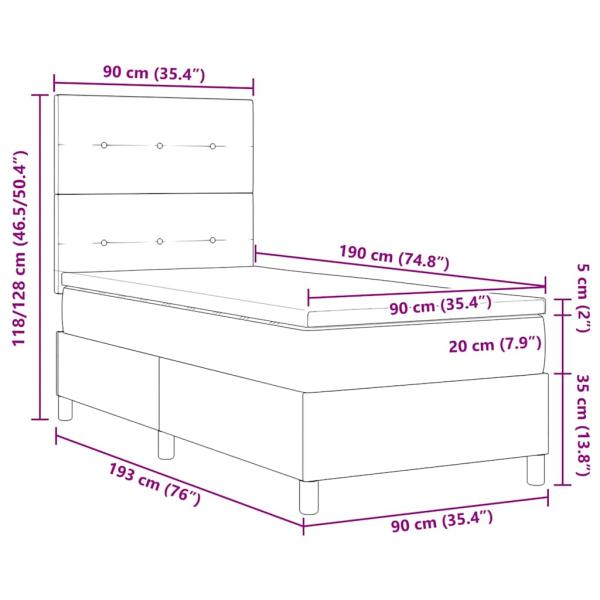 Boxspringbett mit Matratze Hellgrau Einzelvelours