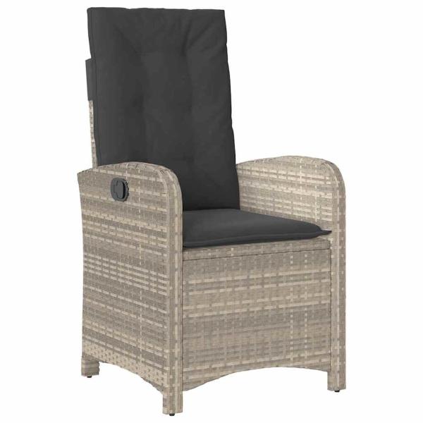 5-teiliges Garten-Dining-Set mit Kissen Hellgrau Poly-Rattan