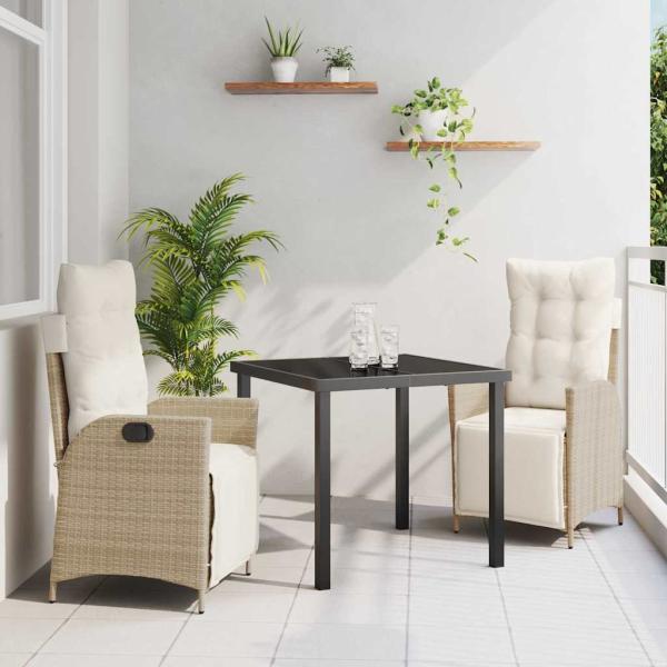 ARDEBO.de - 3-teiliges Garten-Dining-Set Beige Poly-Rattan