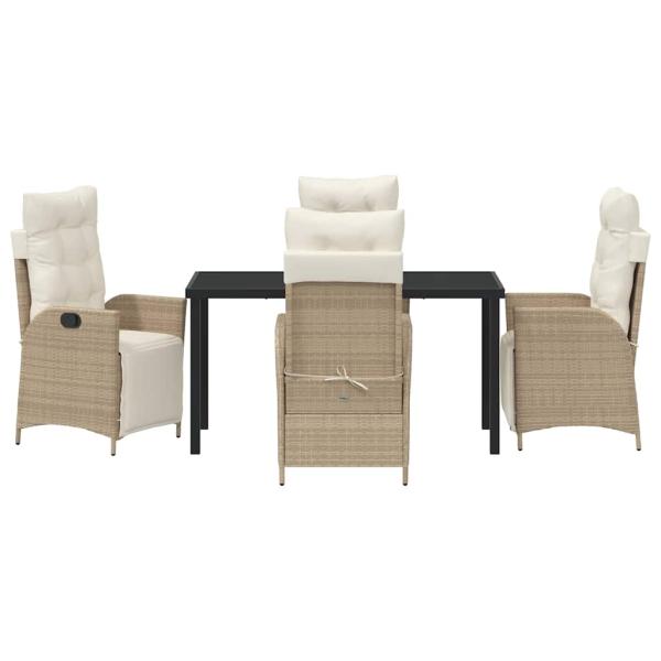 5-teiliges Garten-Esszimmer-Set, Beige, Poly-Rattan