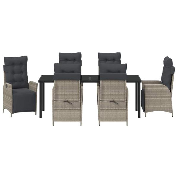 7-teiliges Garten-Dining-Set Hellgrau Poly-Rattan