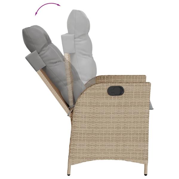 7-tlg. Garten-Essgruppe mit Kissen Beige Poly Rattan