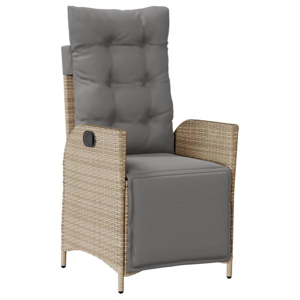 7-tlg. Garten-Essgruppe mit Kissen Beige Poly Rattan