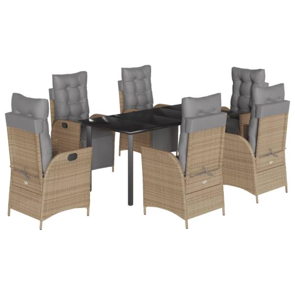 7-tlg. Garten-Essgruppe mit Kissen Beigemischung Poly Rattan