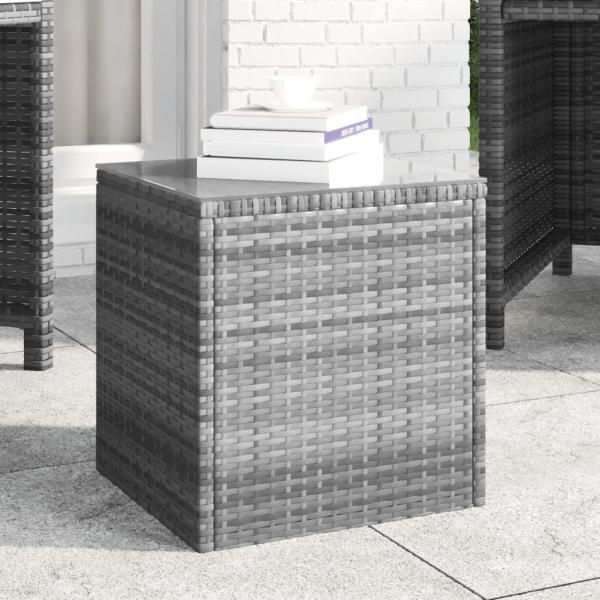 ARDEBO.de - Beistelltisch Grau 40x37x40,5 cm Polyrattan und Hartglas