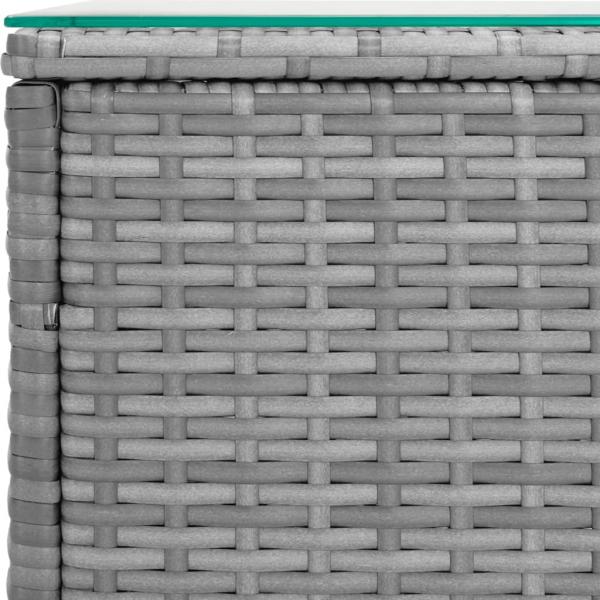 Beistelltisch Grau 40x37x40,5 cm Polyrattan und Hartglas