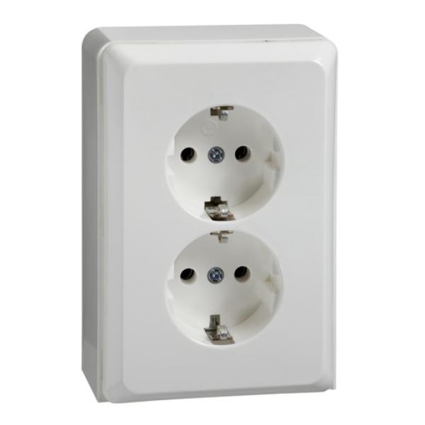 Schneider / Elso 515514 Steckdose im Geräteträger 2-fach 16A RENOVIERUNG Schraubklemme reinweiß