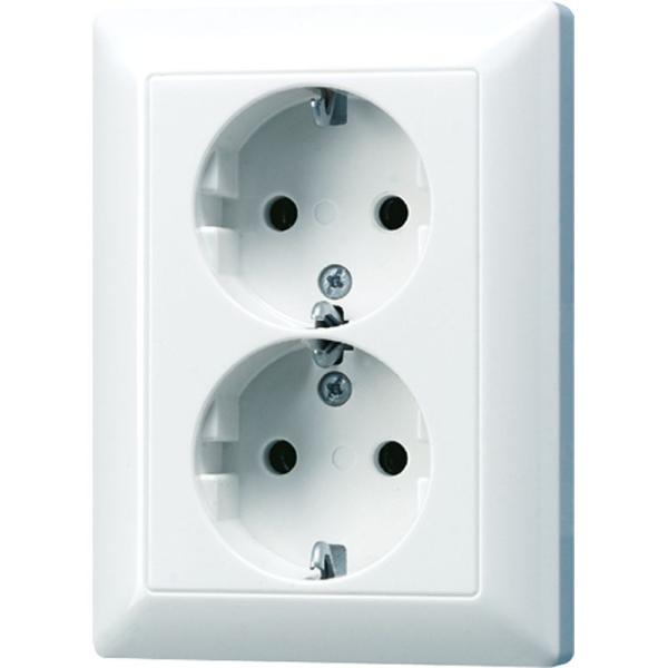 Jung AS 5020 U WW SCHUKO®-Zweifach-Steckdose, 16 A 250 V ~, Duroplast, Serie AS, alpi