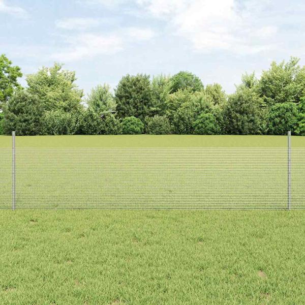 ARDEBO.de - Geschweißter Drahtzaun mit 44 U-Pfosten Silber 0.5x100 m Stahl