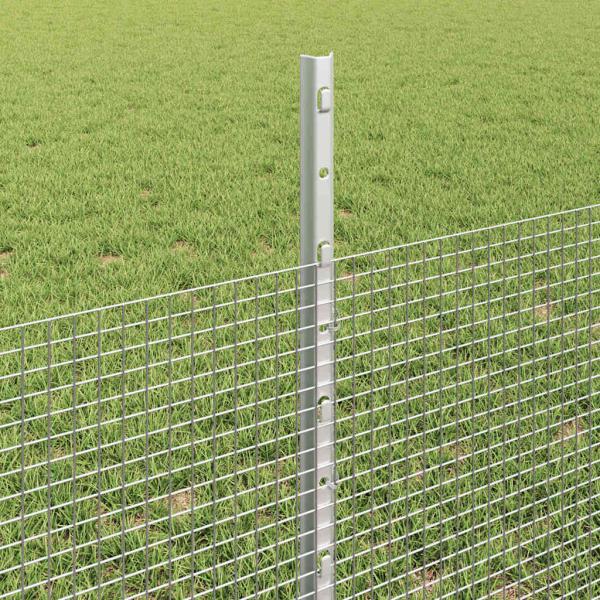 Geschweißter Drahtzaun mit 44 U-Pfosten Silber 0.5x100 m Stahl