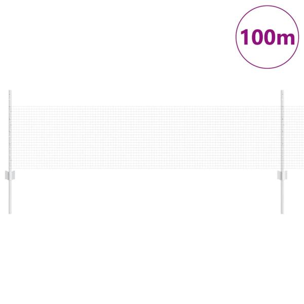 geschweißter Drahtzaun mit 5 Pfosten Silber 0.5x100 m Stahl
