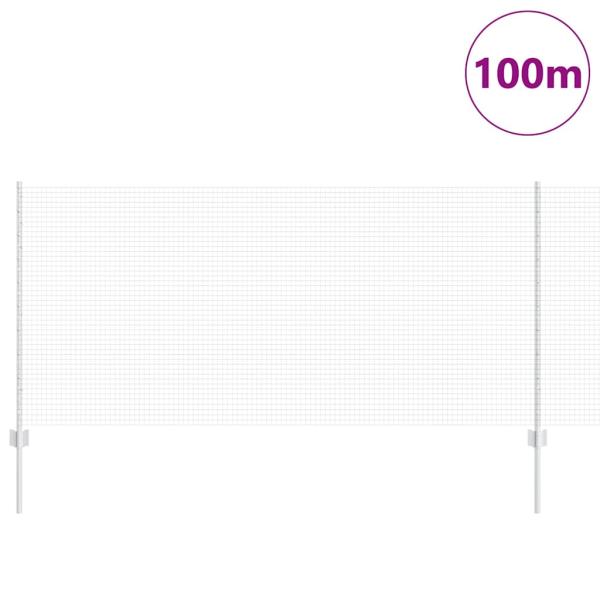 Geschweißter Drahtzaun mit 88 U-Pfosten Silber 1x100 m Stahl