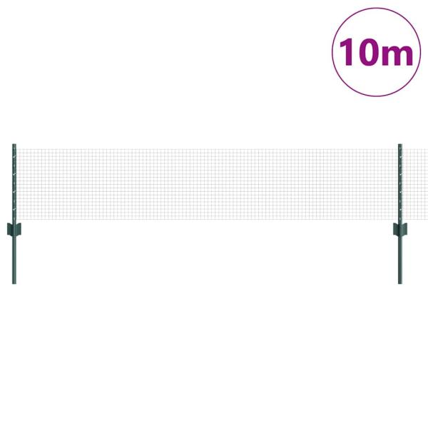 Schweißdrahtzaun mit 5 U-Posts Grün 0.4x10 m Stahl