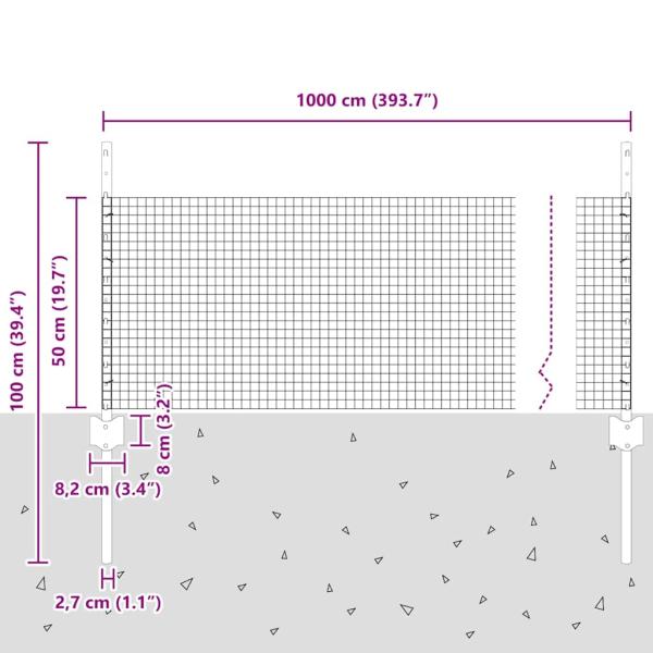 Hühnerdrahtzaun Set 2er Set Grün Verzinkter Stahl 10 x 0.5 m