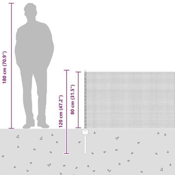 Geschweißter Drahtzaun mit 5 U-Pfosten Grün 0,8x10 m Stahl
