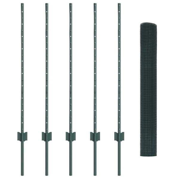 Stacheldrahtzaunset Set aus 2 Grün Metall, Kunststoff 10 x 1 m