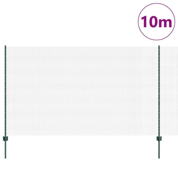 Schweißdrahtzaun mit 5 U-Pfosten Grün 1,4x10 m Stahl