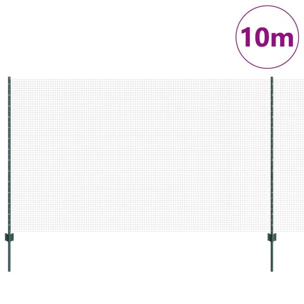 Schweißdrahtzaun mit 5 U-Pfosten Grün 1,4x10 m Stahl