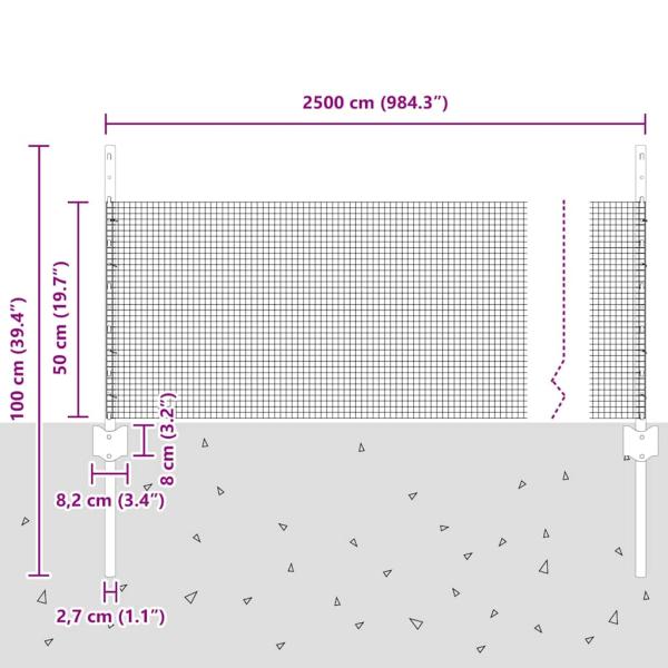 Geschweißter Drahtzaun mit 11 U-Posten Grün 0,5x25 m Stahl
