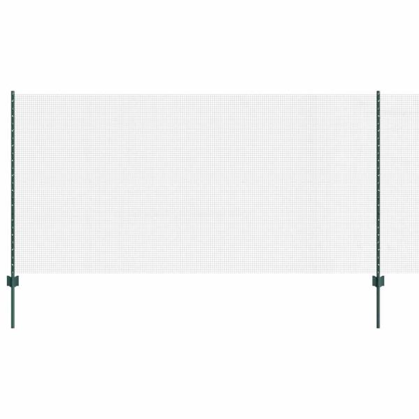 Geknoteter Drahtzaun mit 11 U-Pfosten Grün 1.2x25 m Stahl
