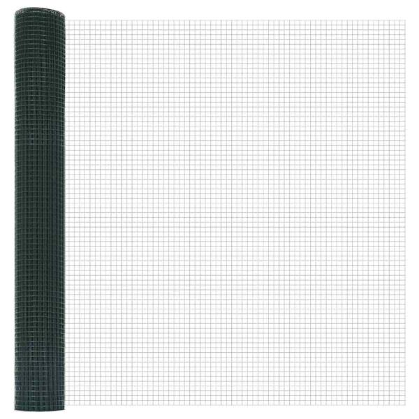 Geknoteter Drahtzaun mit 11 U-Pfosten Grün 1.2x25 m Stahl
