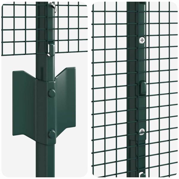 Geknoteter Drahtzaun mit 11 U-Pfosten Grün 1.2x25 m Stahl