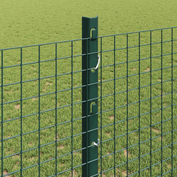 Geschweißter Drahtzaun mit 11 U Pfosten Grün 1,2x25 m Stahl