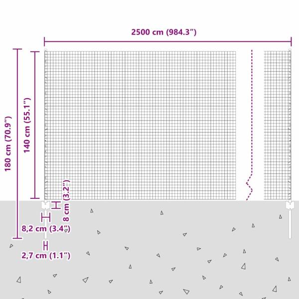 Schweißdrahtzaun mit 11 U-Posten Grün 1.4x25 m Stahl
