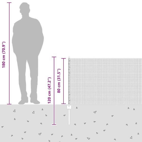 Geschweißter Drahtzaun mit 22 U-Posts Grün 0.8x50 m Stahl