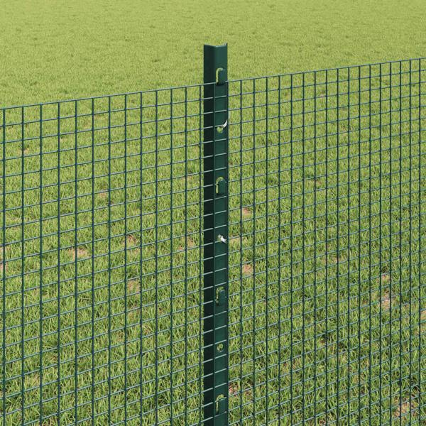 Geschweißter Drahtzaun mit 44 U-Pfosten Grün 0.8x100 m Stahl