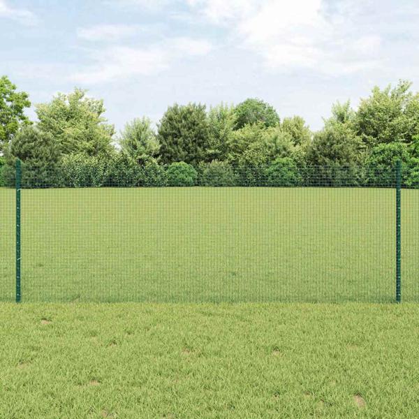 ARDEBO.de - Geschweißter Drahtzaun mit 44 U-Pfosten Grün 0.8x100 m Stahl